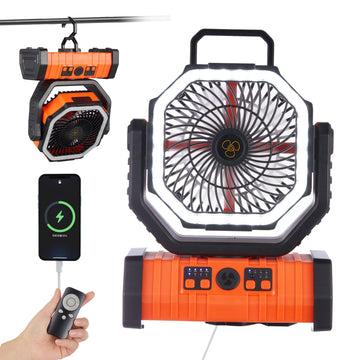 AISVELDY Rechargeable Fan with 20000mAh battery cooling during outdoor camping