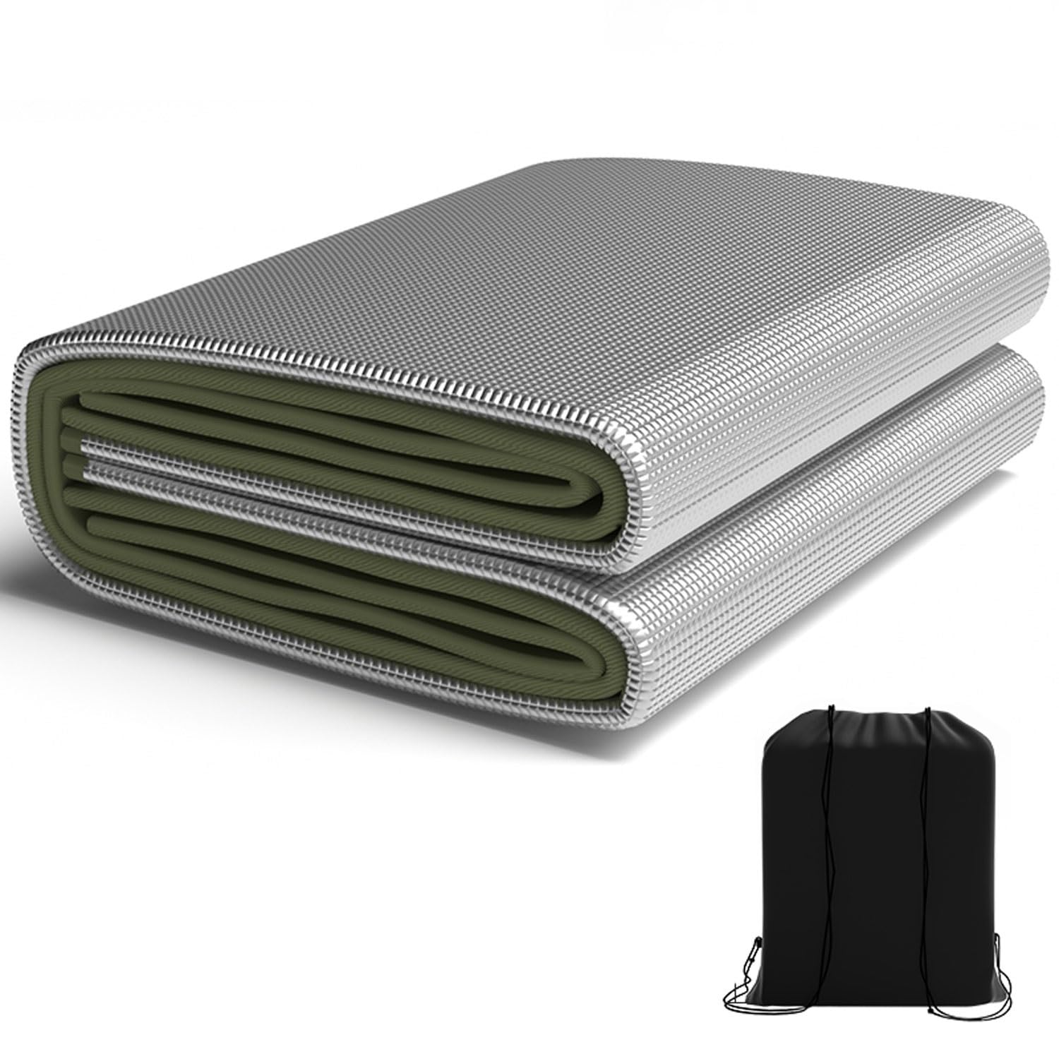 AITAF camping mat with foam and foil blanket folds compactly for easy transport.