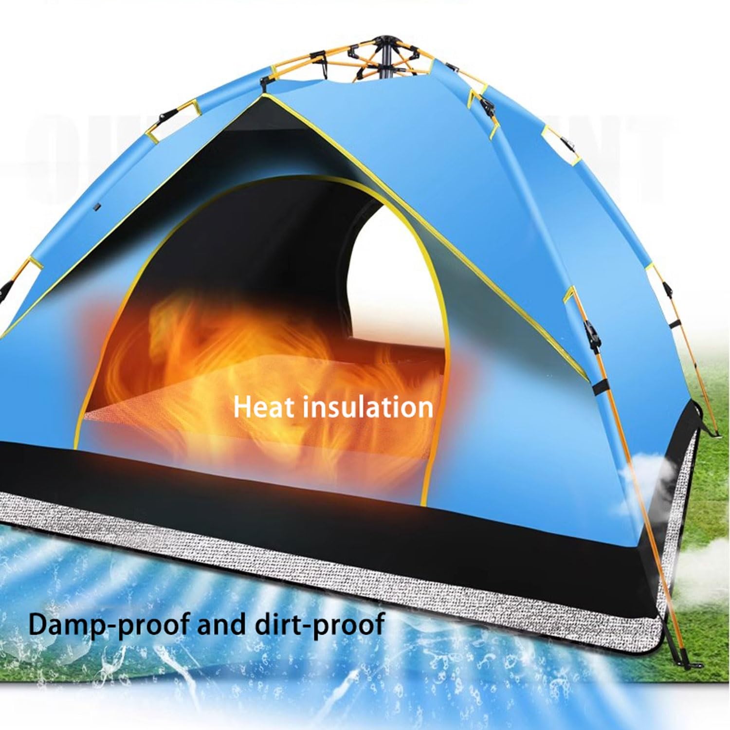 AITAF camping mat in use on rugged ground provides insulation and comfort.