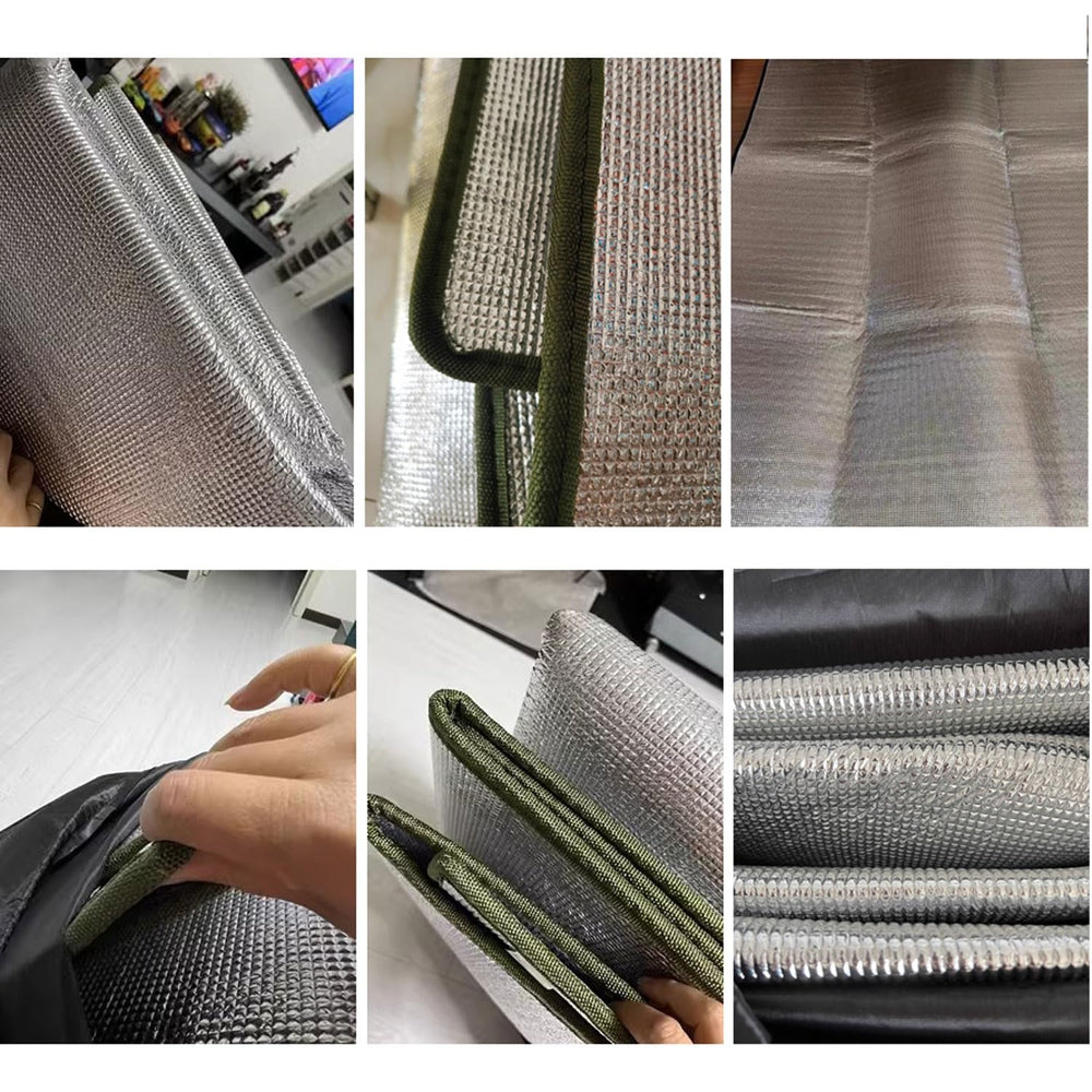 AITAF heavy-duty yet lightweight foam mat doubles as an emergency blanket.