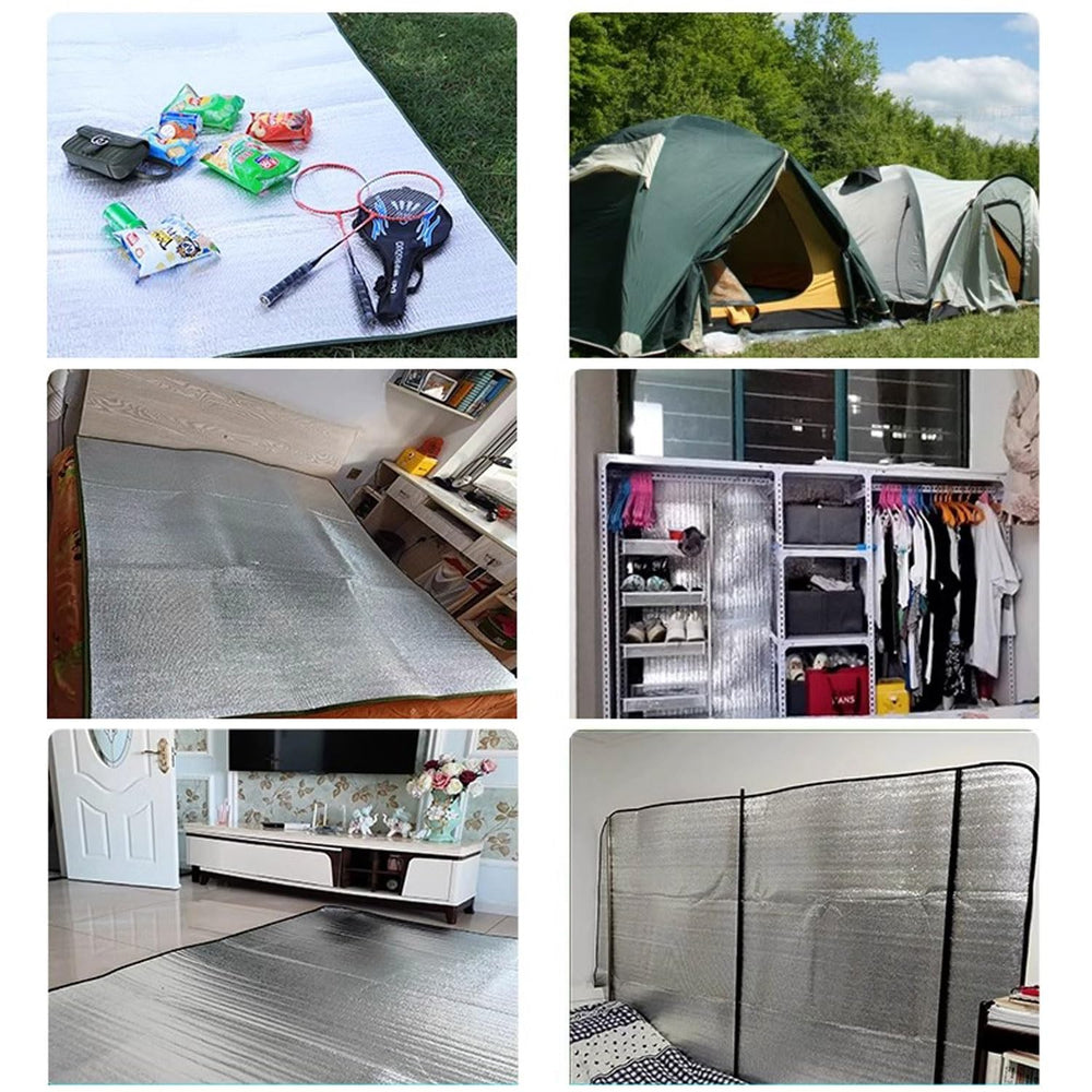 AITAF heat-reflective pad reflects warmth on chilly campsite nights.