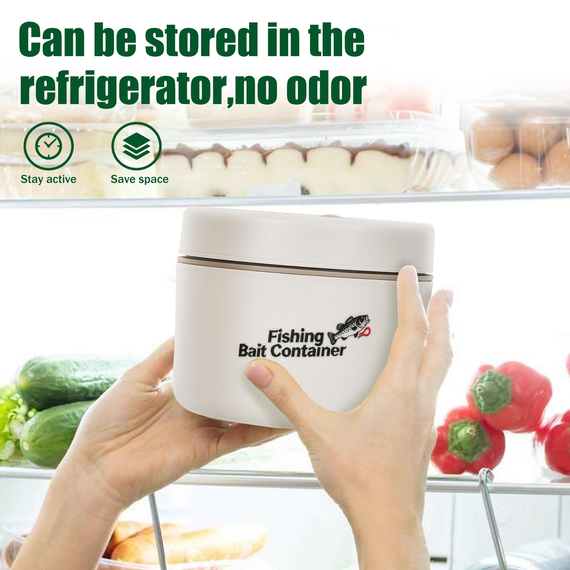 600 ml capacity bait container in tackle box