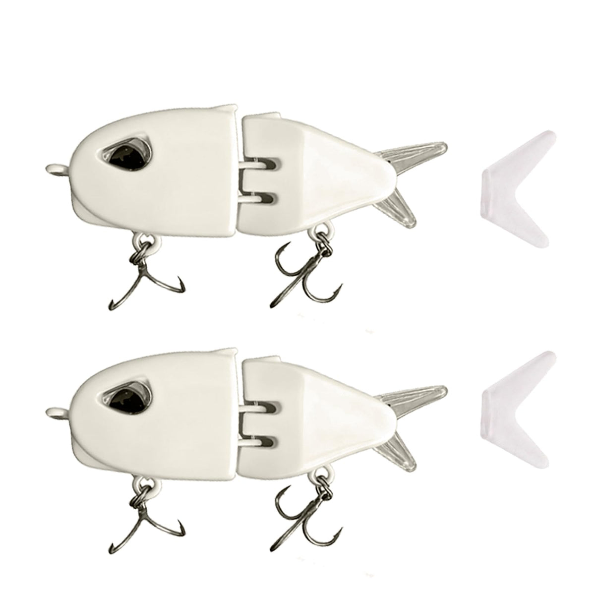 AJHMGJGO 2Pcs Mini Glide Bait - White, multi-jointed swimbait with pearlescent coating