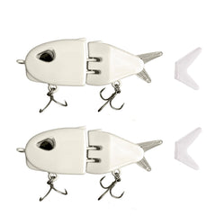 AJHMGJGO 2Pcs Mini Glide Bait - White, multi-jointed swimbait with pearlescent coating