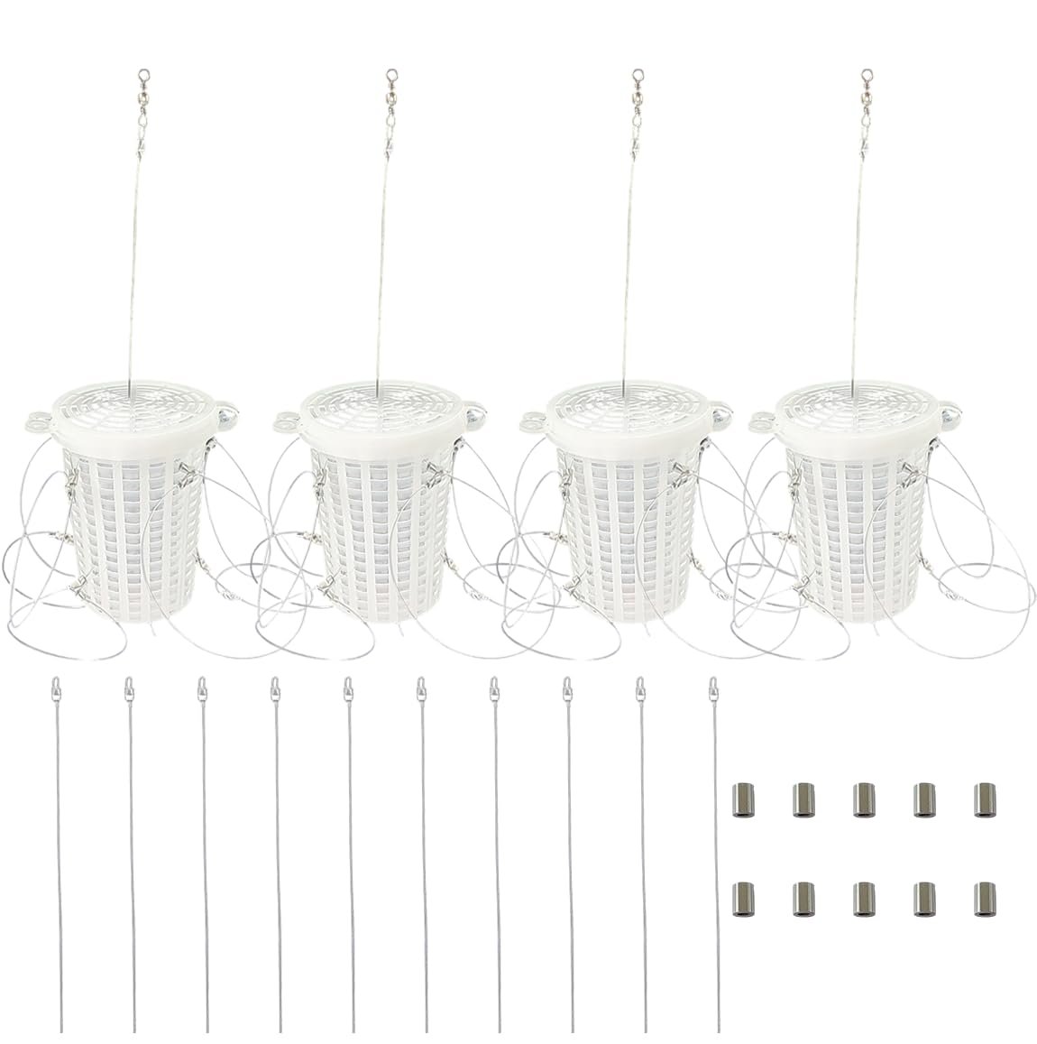 Ajqxh 4Pack Crab Snare Traps with 8 loops, assembled and ready for crabbing.