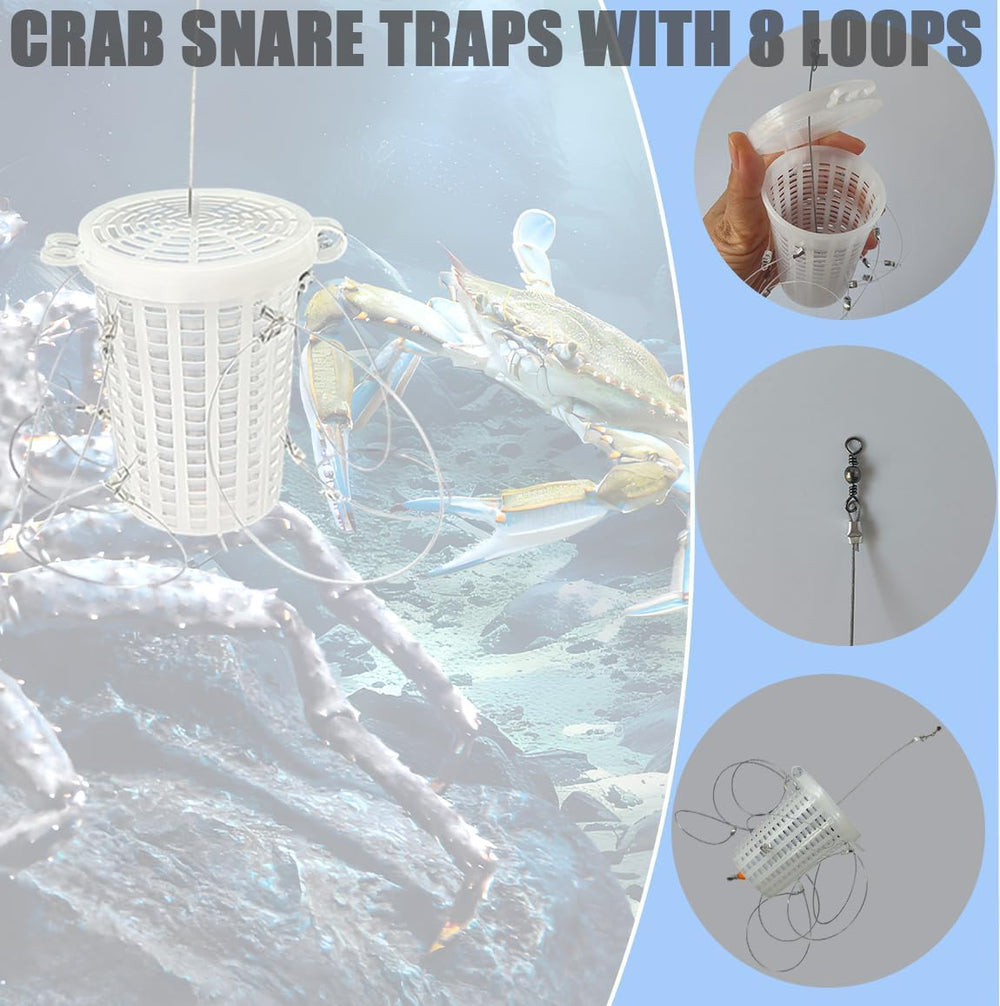 Crab snare kit with 4 traps, fishing lines and accessories included.