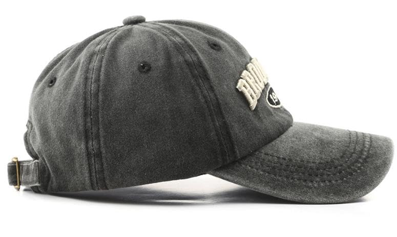 Ajux Vintage Distressed Hat back clip detail with secure closure.