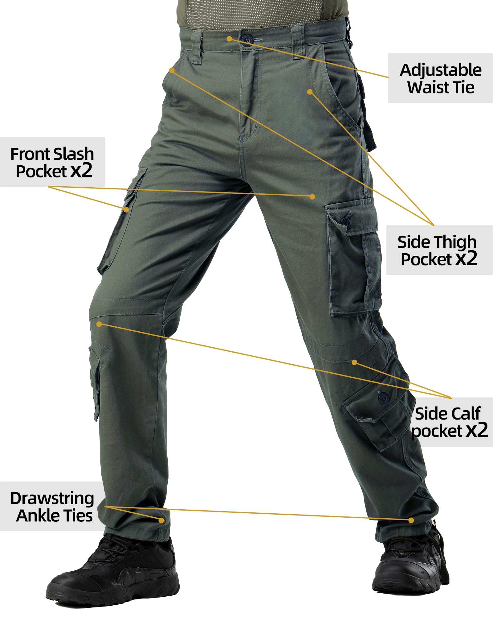 AK-TAC Men's Camo Cargo Pants knee reinforcement detail signals durability on rough trails
