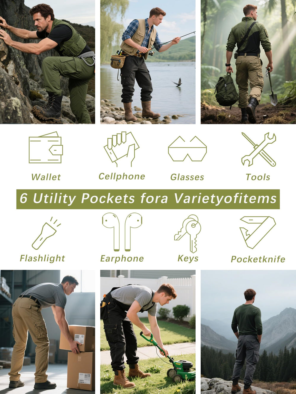 AK-TAC Men's Camo Cargo Pants multi-pocket layout enables organized field gear