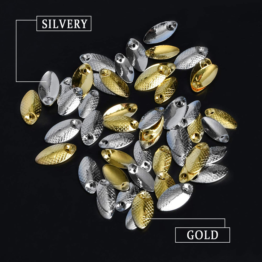 Close-up of premium metal spinner blades in gold and silver
