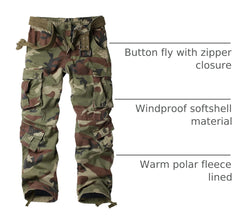 AKARMY men's fleece-lined hiking pants pocket detail highlighting 8-pocket cargo storage for tools and essentials