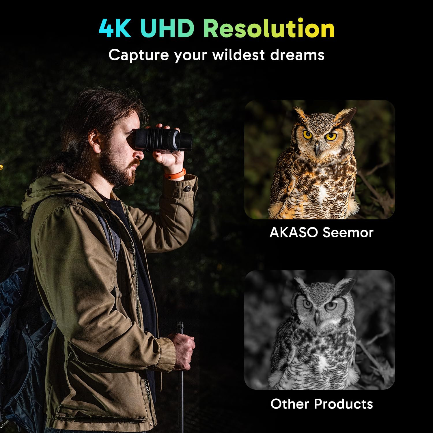 AKASO Seemor-200 4K quality output for clear nighttime details.