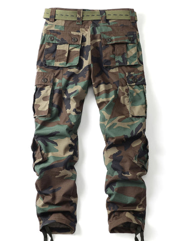 AKHIKING men's camo cargo pants back pocket close-up for secure storage