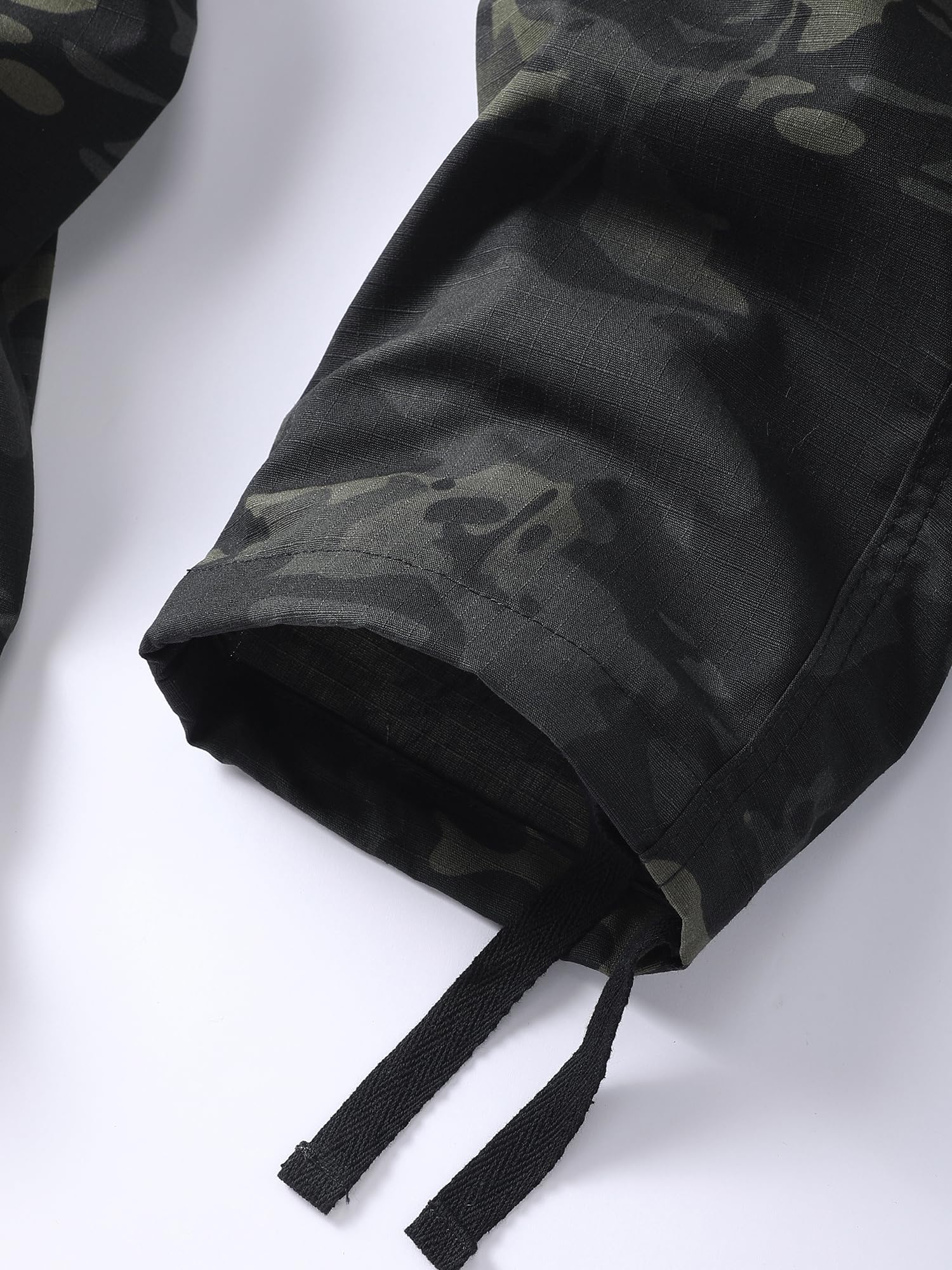 AKHIKING camouflage cargo pants fabric detail showing ripstop durability for rugged hiking.
