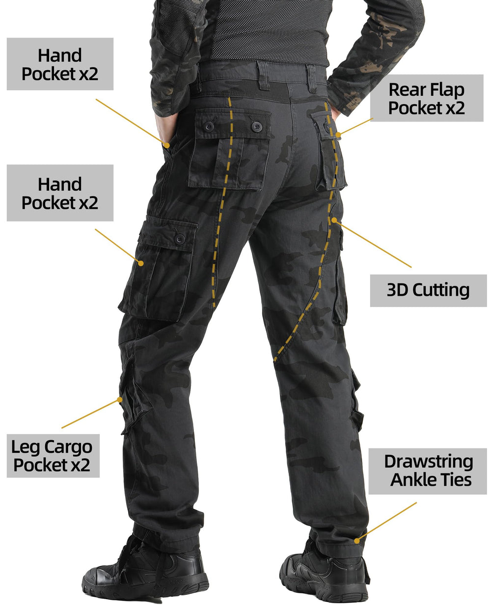 AKHIKING camo pants in e-camo pose for outdoor use.
