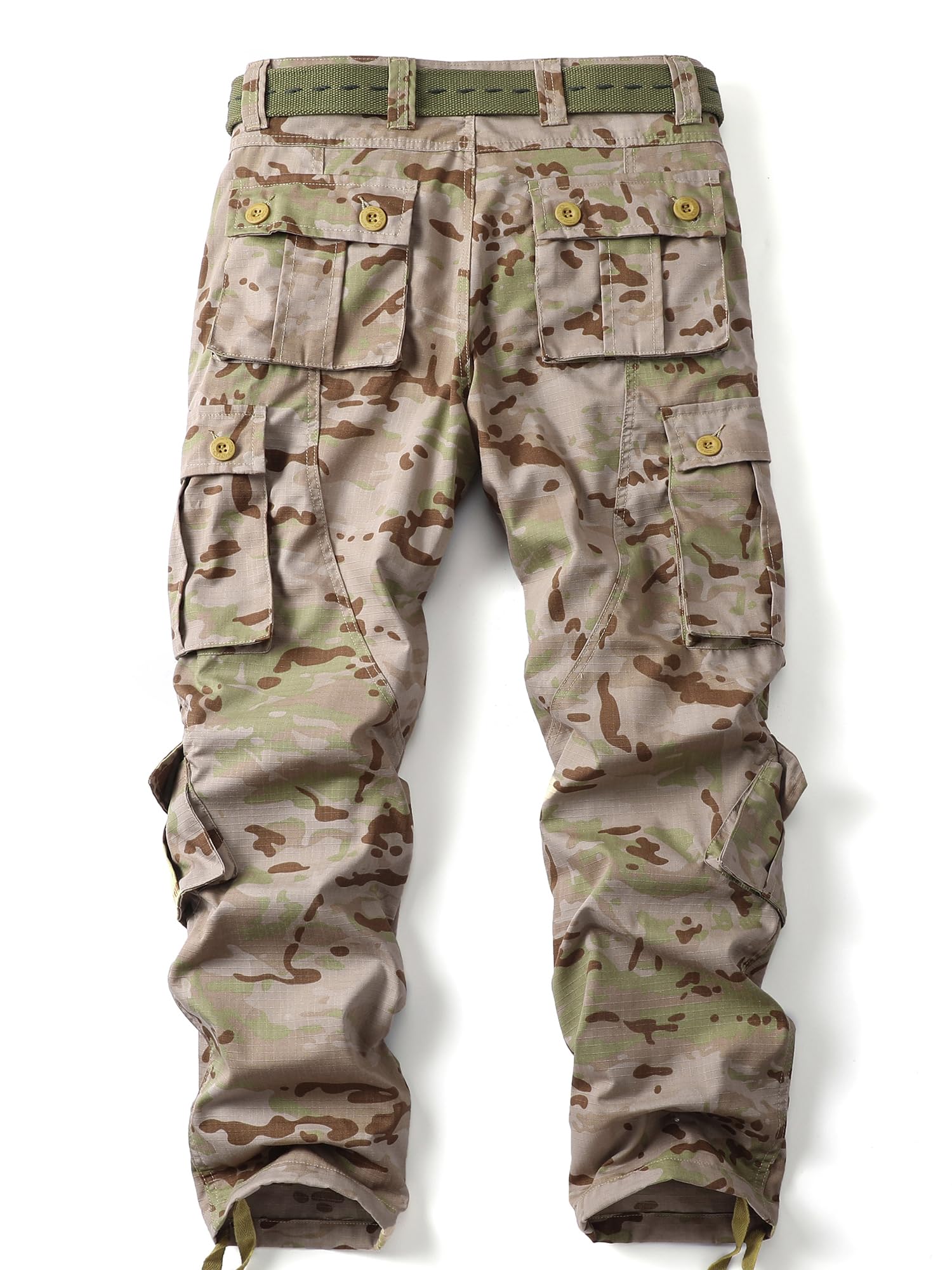 AKHIKING men's camo cargo pants hem with drawstring adjustment