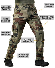 AKHIKING Men's camo trousers close-up fleece fabric emphasizing warmth and softness.