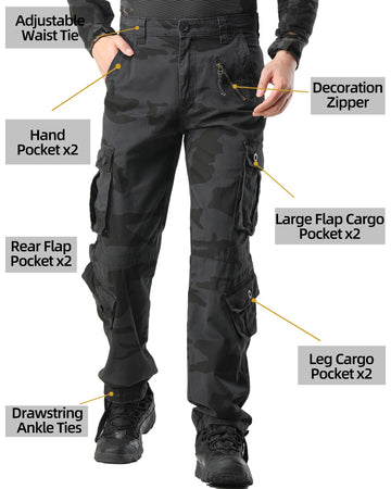 AKHIKING cargo pants with eight-pocket design for gear.