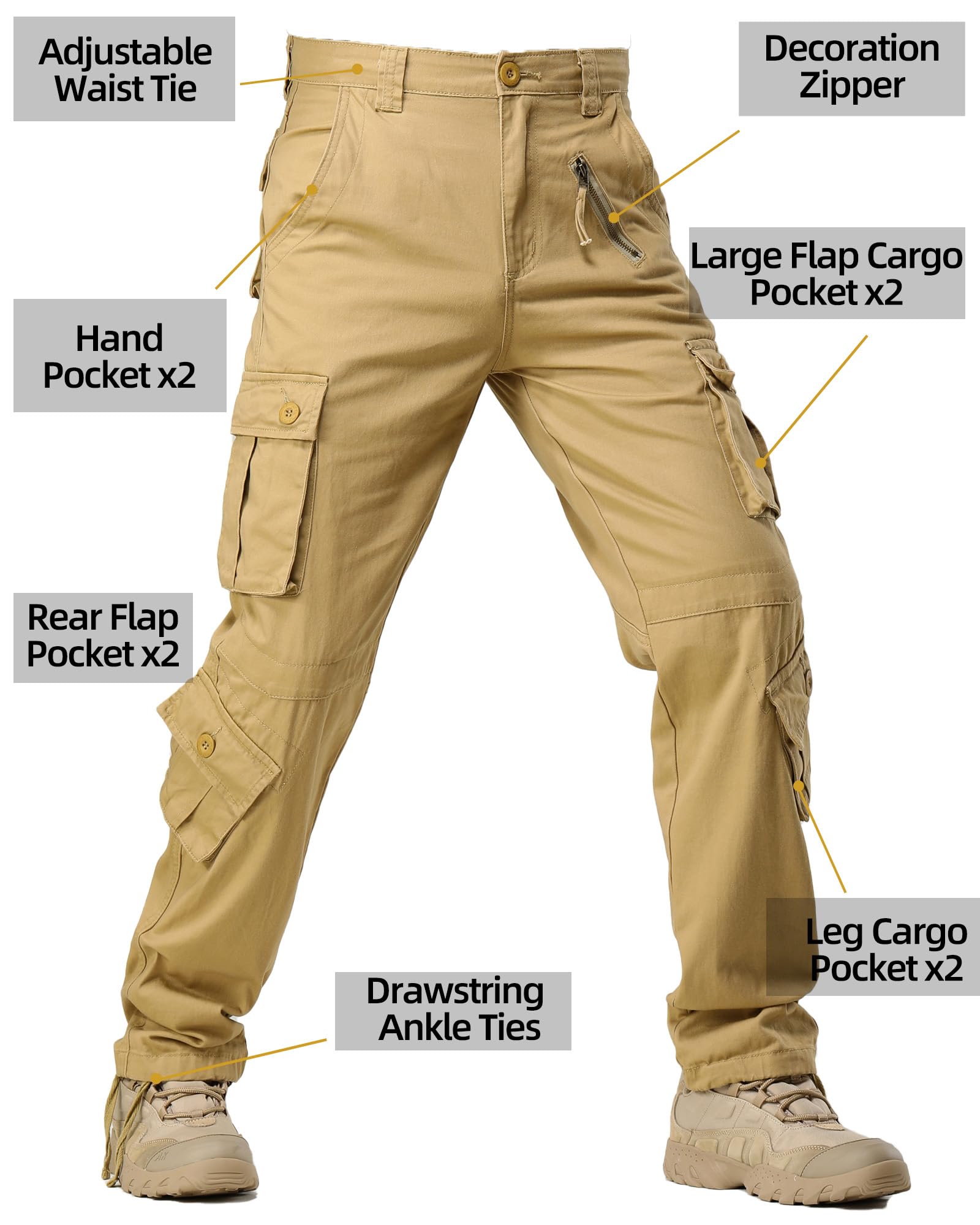 AKHIKING cargo pants eight-pocket layout keeps tools within reach during outdoor work.