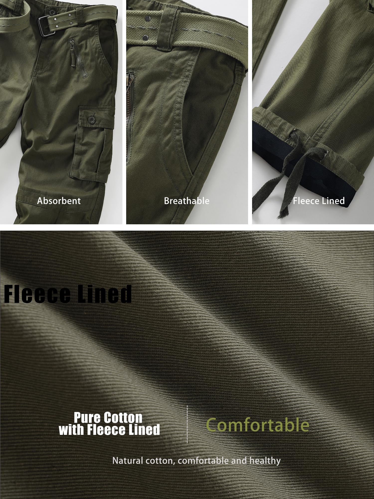 AKHIKING army-green cargo pants color suits outdoor and casual wear.