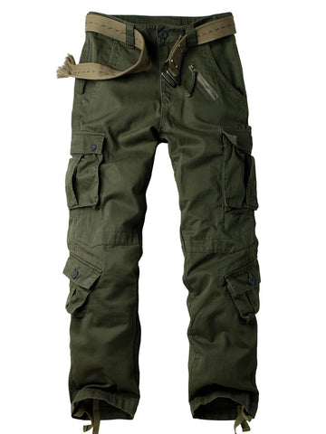 AKHIKING men's fleece-lined cargo pants front view for warm, breathable hiking comfort.
