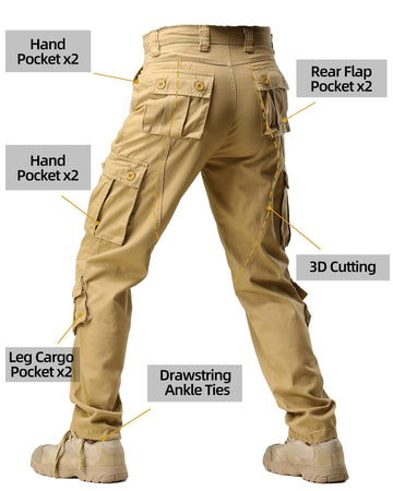 AKHIKING pants hem drawstring demonstrates adjustable fit over boots for wind protection.