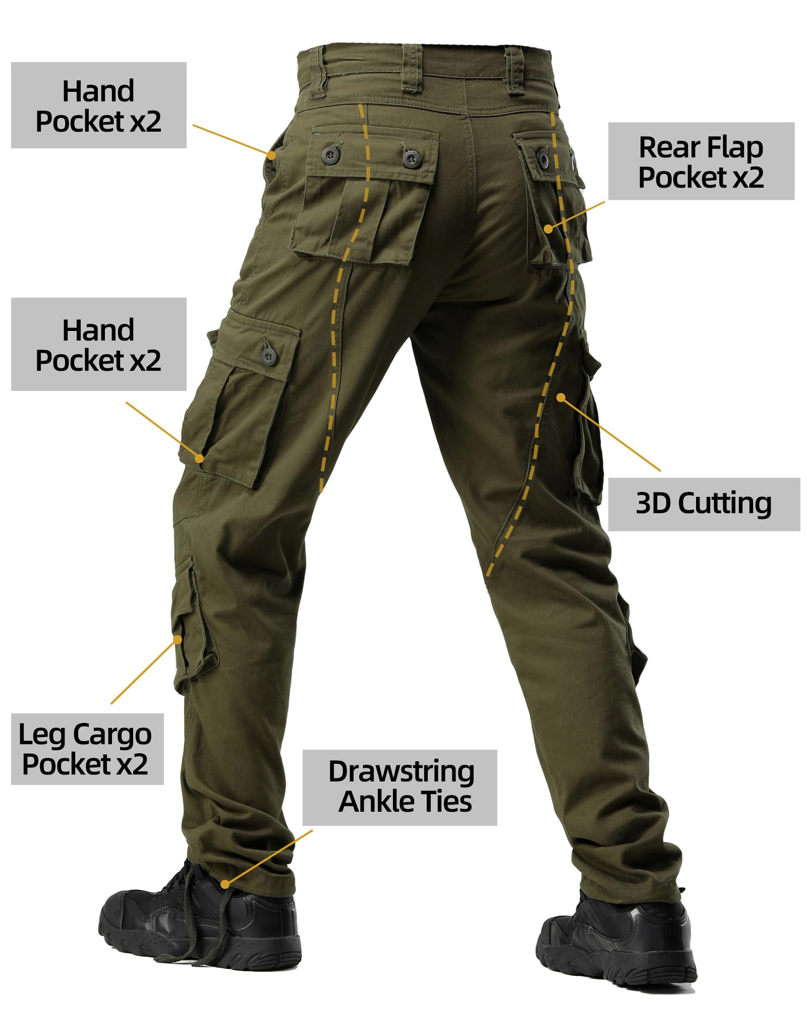AKHIKING men's cargo pants close-up stitching and durability