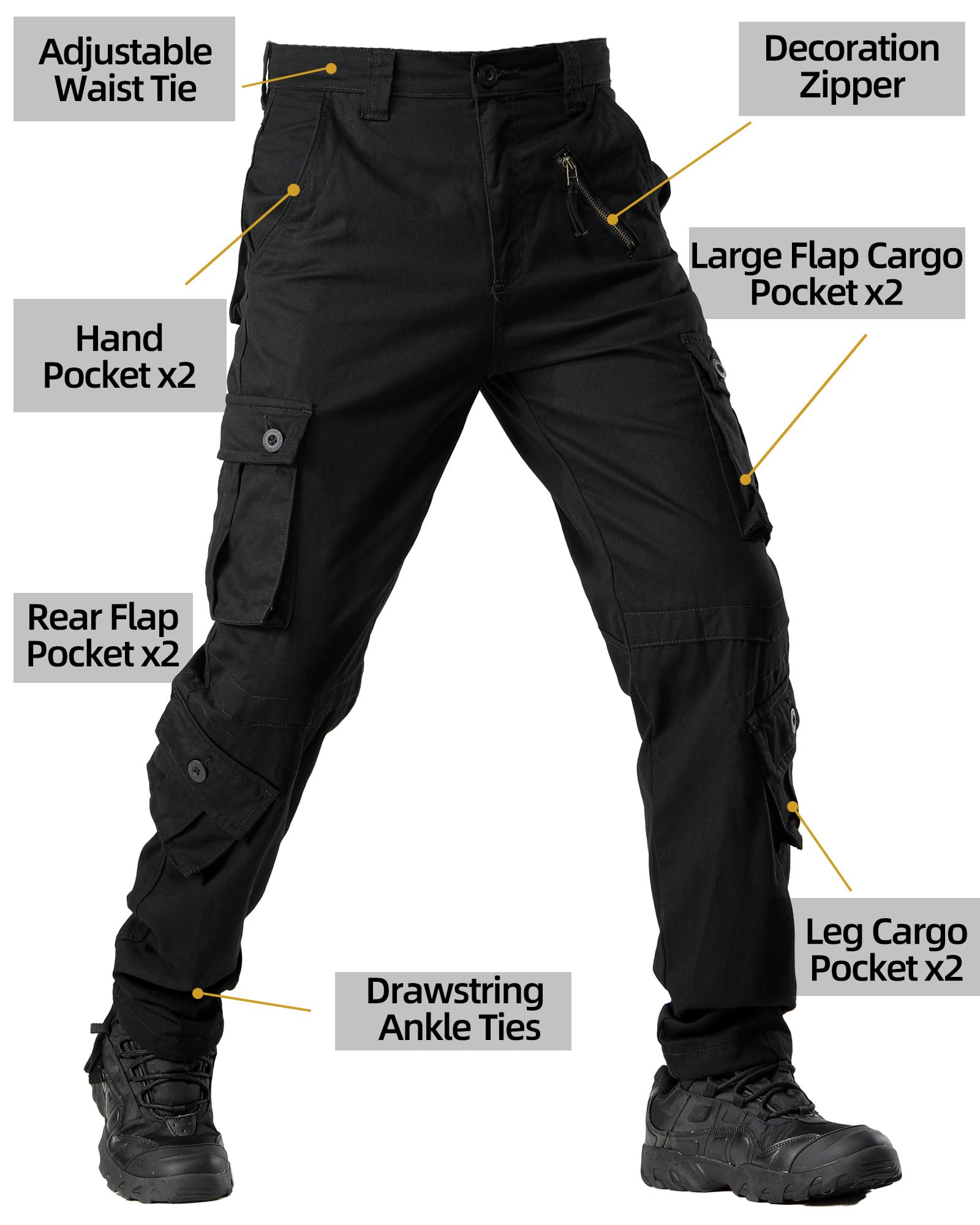 AKHIKING men's fleece-lined cargo pants rear pockets provide secure storage