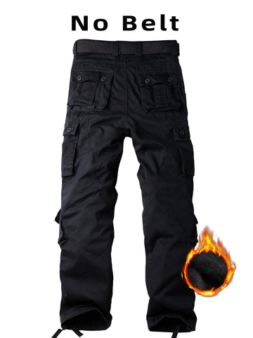 AKHIKING fleece-lined cargo pants side pocket detail highlights storage accessibility.