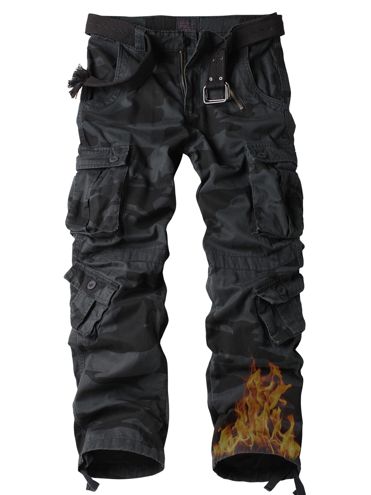 AKHIKING men's fleece-lined pants, front view, for all-day hiking comfort.
