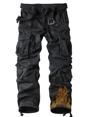 AKHIKING men's fleece-lined pants, front view, for all-day hiking comfort.
