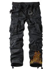 AKHIKING men's fleece-lined pants, front view, for all-day hiking comfort.