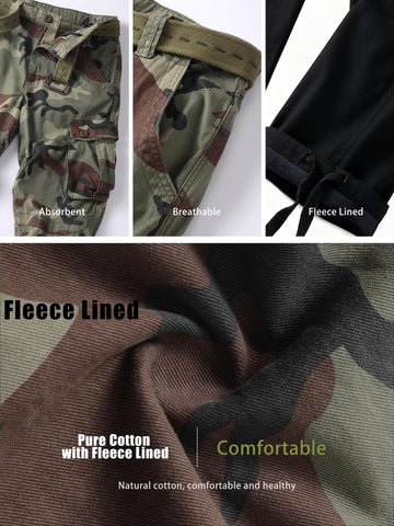AKHIKING Men's fleece-lined pants conveying warmth and comfort for camping or commuting.