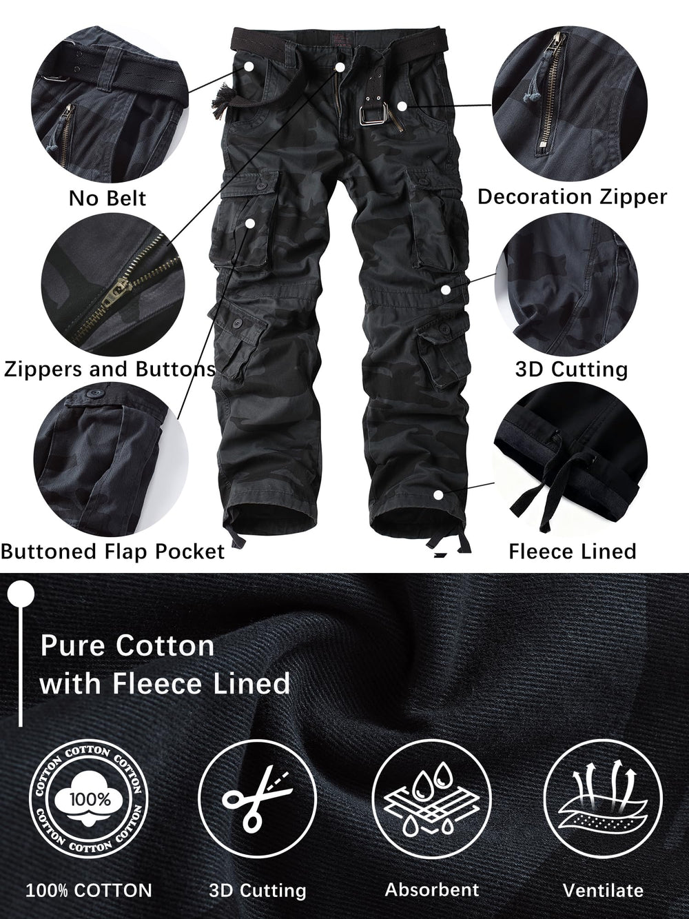AKHIKING pants with adjustable hem drawstring for wind protection.