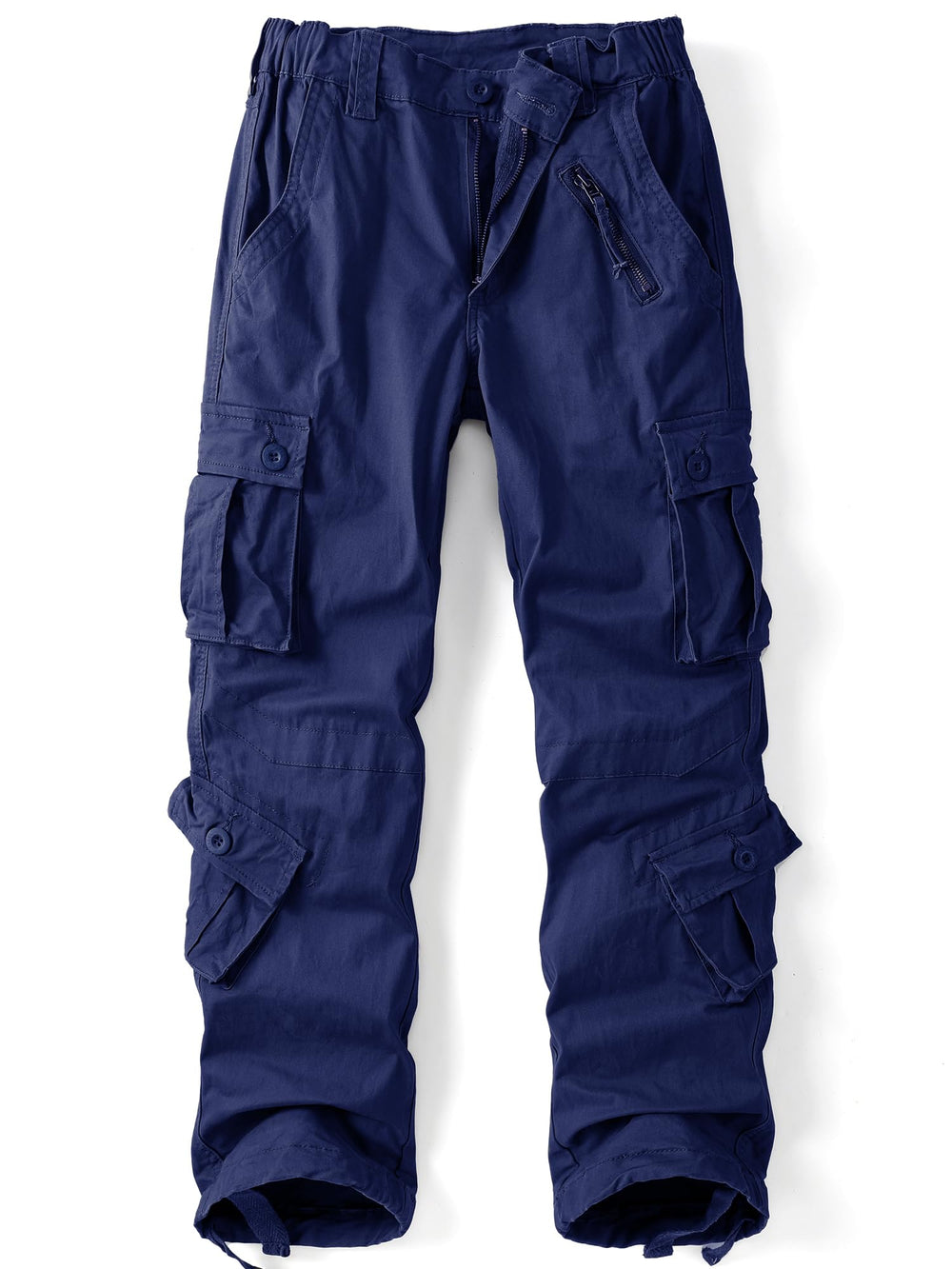 AKHIKING women's cargo pants blue front view highlighting durable fabric for outdoor activities