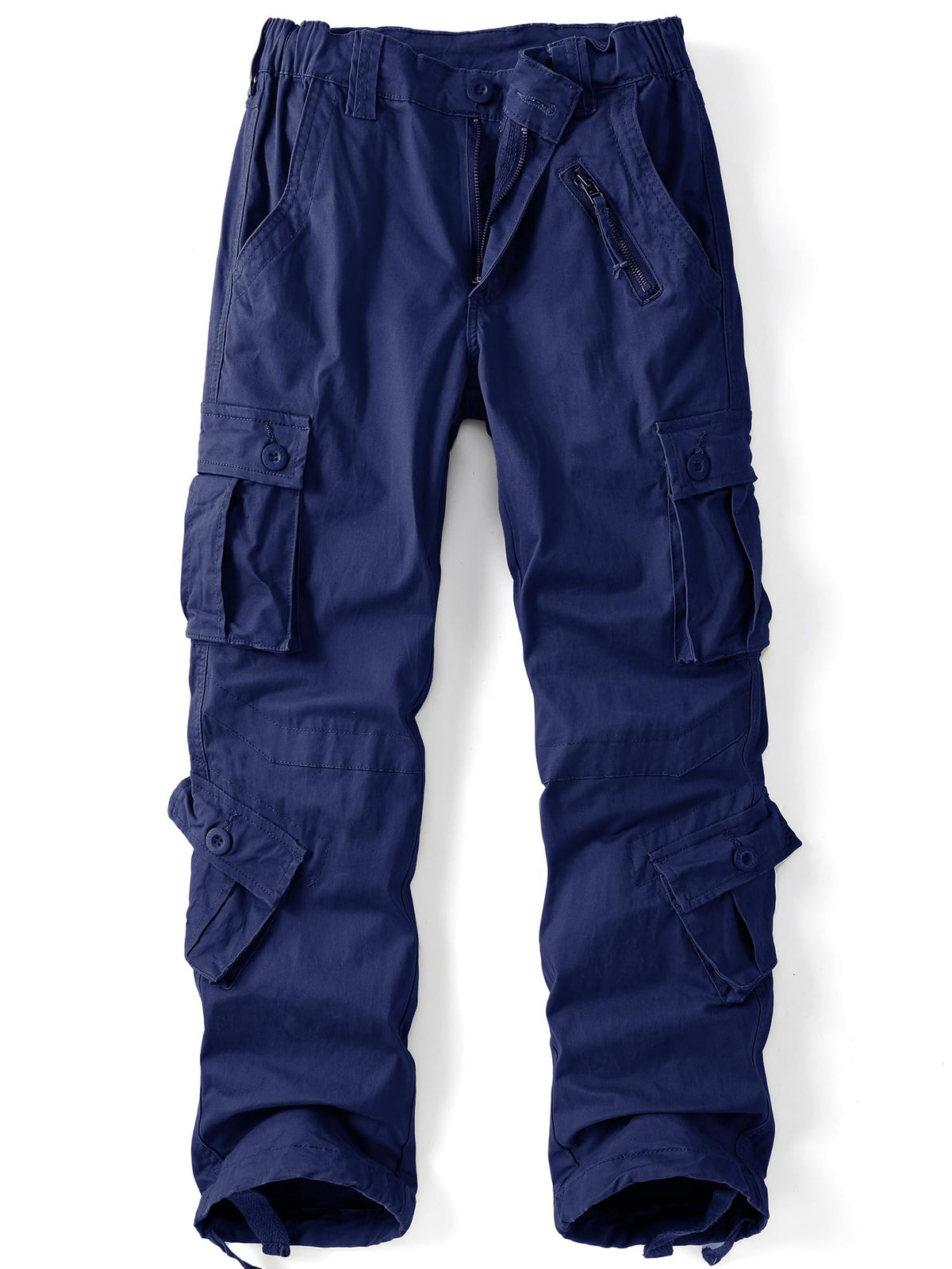 AKHIKING women's cargo pants blue front view highlighting durable fabric for outdoor activities