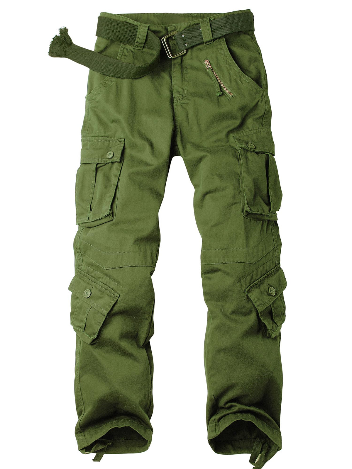 AKHIKING women's cargo pants front view in green with easy-access pockets for outdoor work