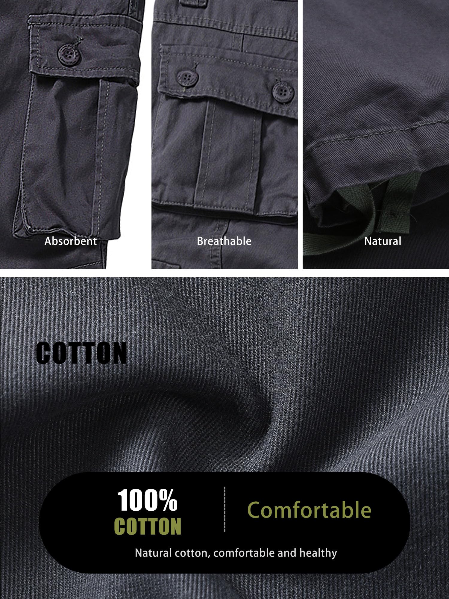 AKHIKING cargo pants gray adjustable hem drawstring helps fit over boots