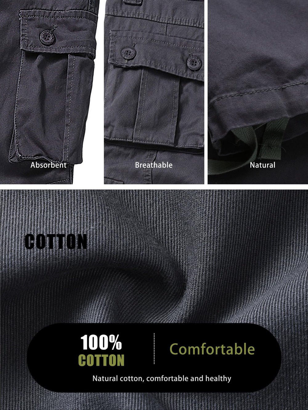 AKHIKING cargo pants gray adjustable hem drawstring helps fit over boots