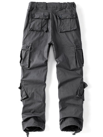 AKHIKING women's cargo pants gray back view showing secure rear pockets and fit