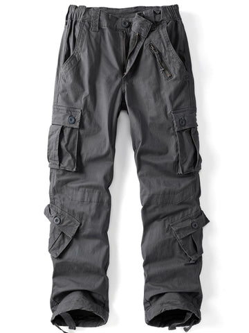 AKHIKING women's cargo pants gray front view with 8 pockets for daily practicality