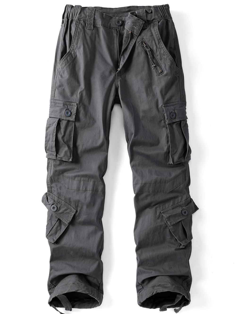 AKHIKING women's cargo pants gray front view with 8 pockets for daily practicality