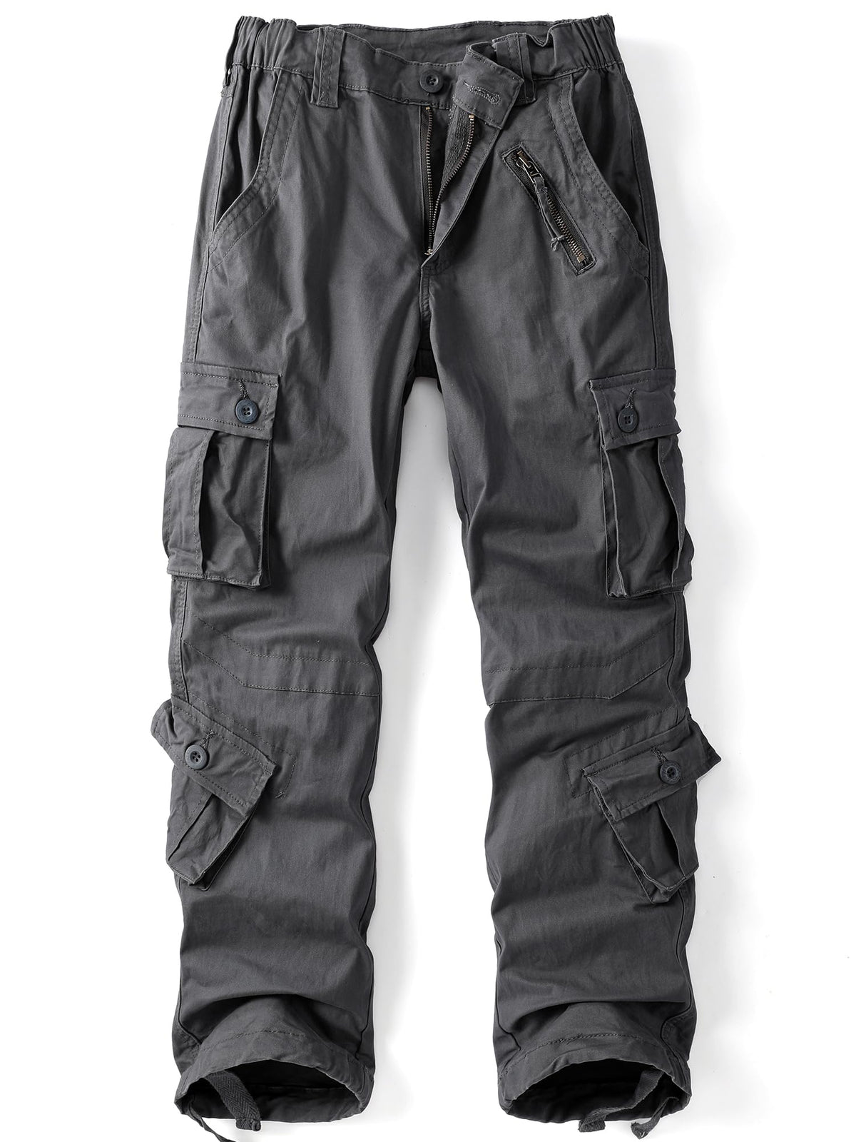 AKHIKING women's cargo pants gray front view with 8 pockets for daily practicality