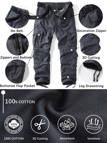 AKHIKING cargo pants gray side-pocket detail highlighting spacious pockets