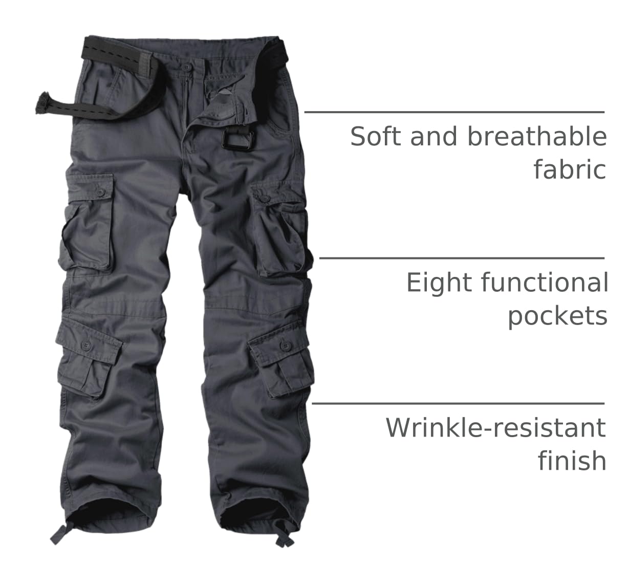 AKHIKING women's cargo pants gray wrinkle-resistant fabric keeps you presentable