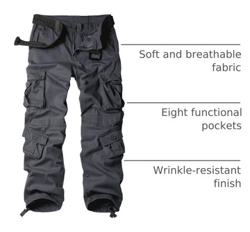 AKHIKING women's cargo pants gray wrinkle-resistant fabric keeps you presentable