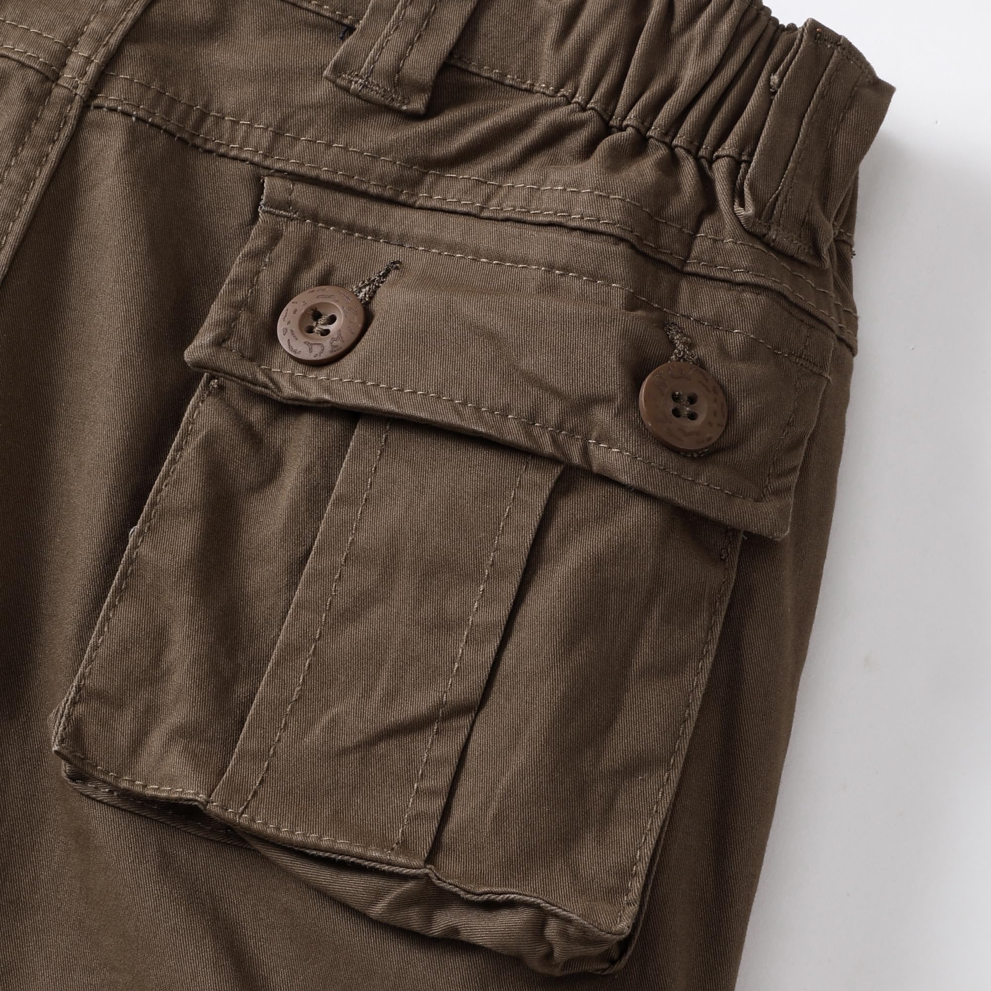 AKHIKING Women's Cargo Pants hem drawstring in brown for wind protection.