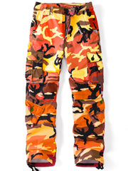 AKHIKING women's cargo pants orange front view for outdoor gear organization