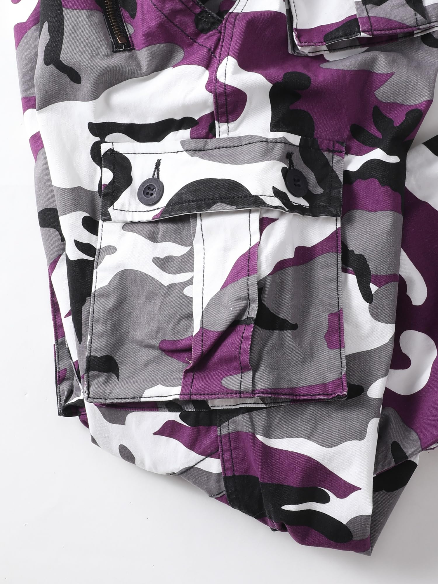 AKHIKING women's cargo pants purple ripstop fabric close-up shows durability