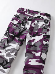 AKHIKING women's cargo pants purple waistband drawstring offers adjustable fit